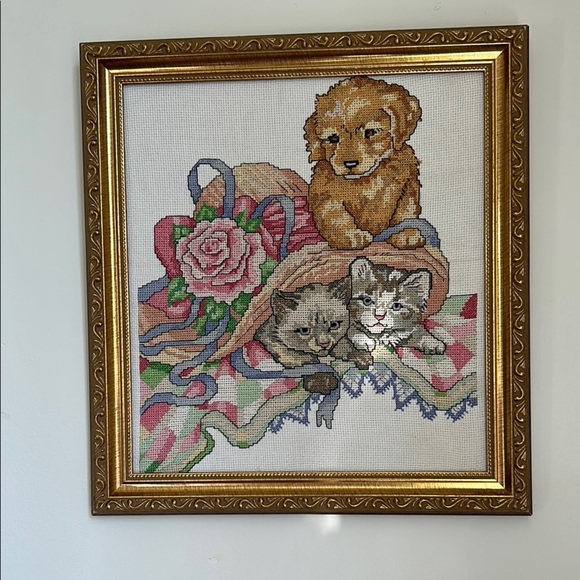 Golden Framed Pet no count cross stitch - Picture 1 of 5